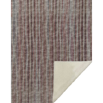 50" X 70" Burgundy And Beige Striped Microfiber Plush Throw Blanket HomeRoots