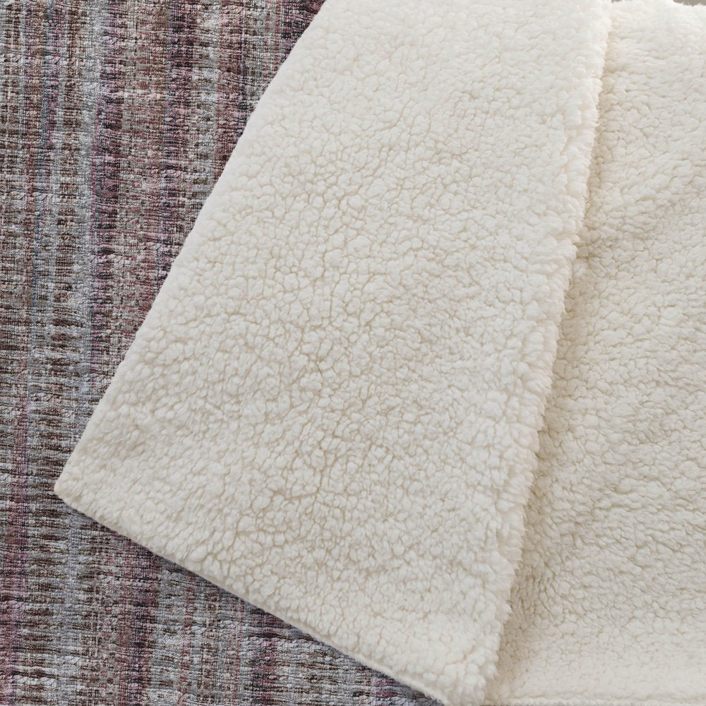 50" X 70" Burgundy And Beige Striped Microfiber Plush Throw Blanket HomeRoots