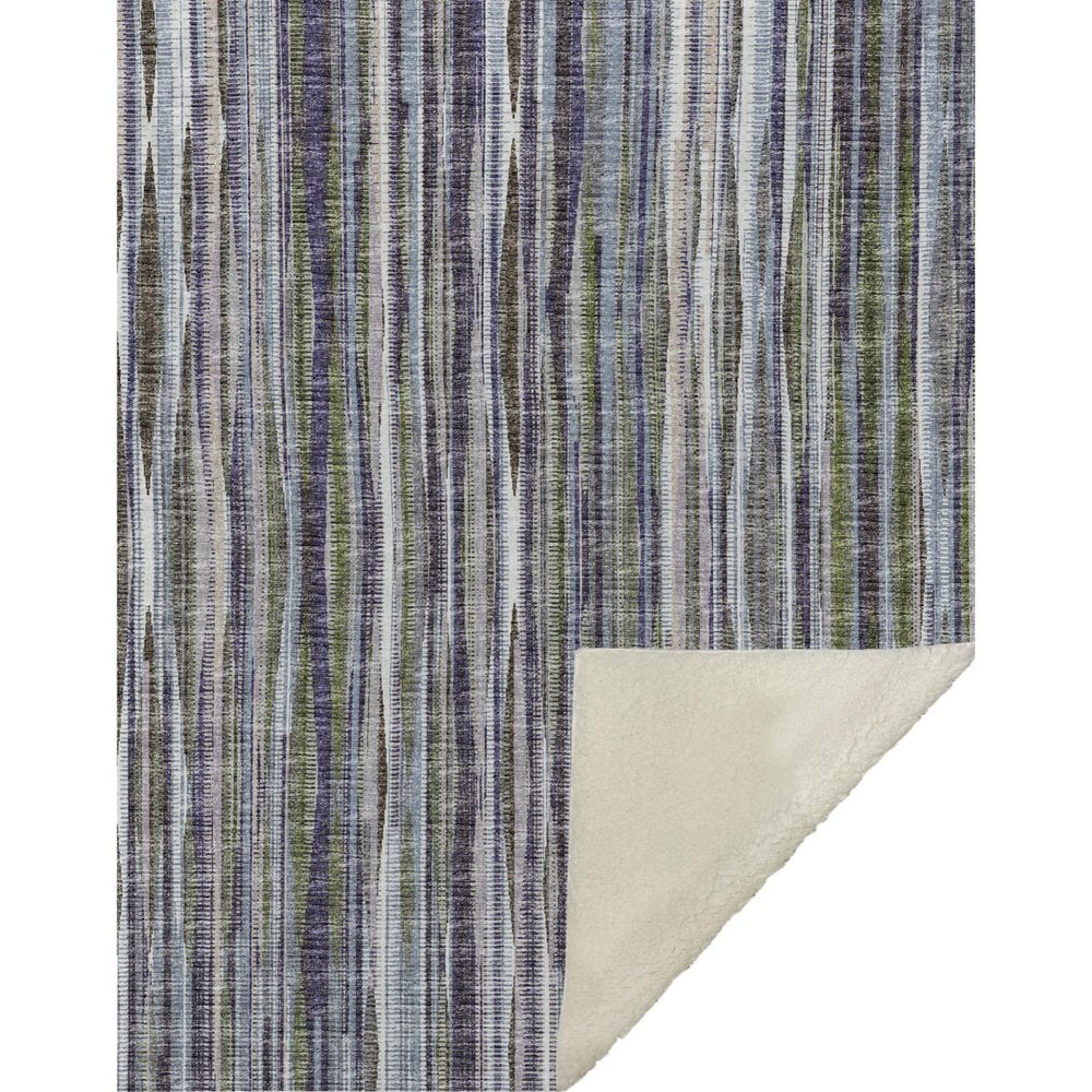 50" X 70" Plum And Ivory Striped Microfiber Plush Throw Blanket HomeRoots