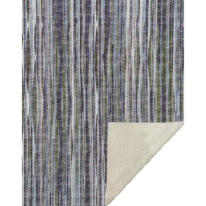 50" X 70" Plum And Ivory Striped Microfiber Plush Throw Blanket HomeRoots