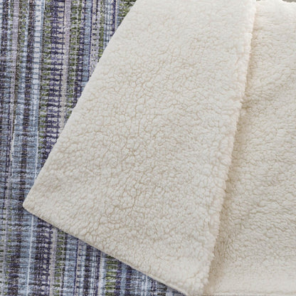 50" X 70" Plum And Ivory Striped Microfiber Plush Throw Blanket HomeRoots