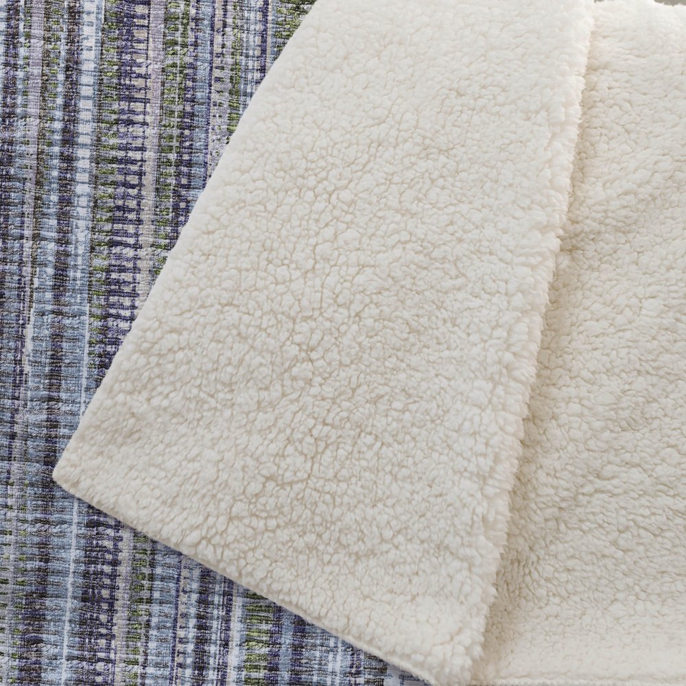 50" X 70" Plum And Ivory Striped Microfiber Plush Throw Blanket HomeRoots