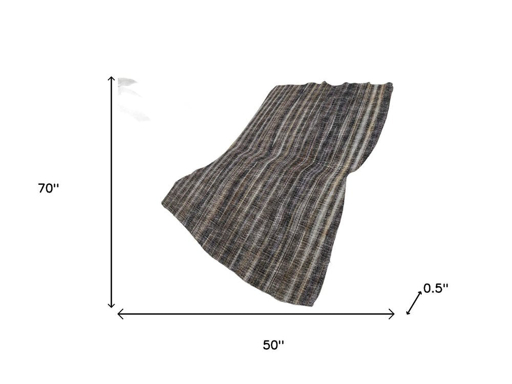 50" X 70" Brown And Beige Striped Plush Throw Blanket HomeRoots