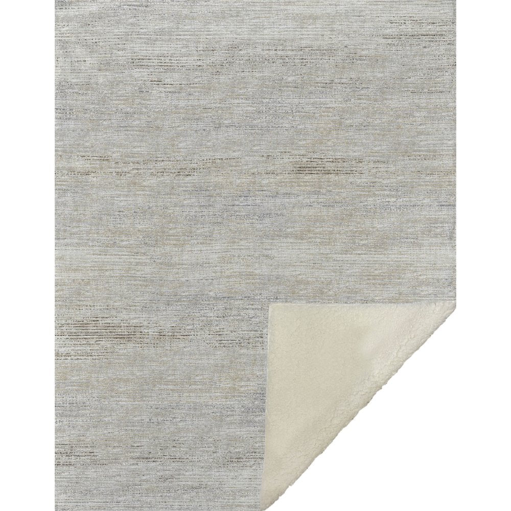 50" X 70" Beige And Ivory Abstract Microfiber Plush Throw Blanket HomeRoots