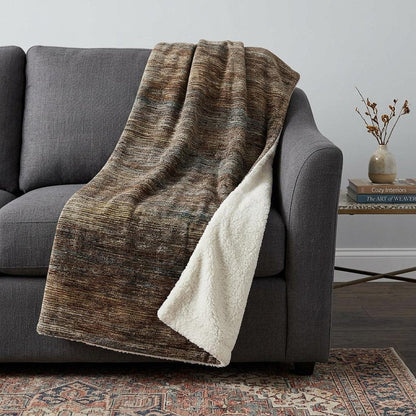 50" X 70" Brown And Blue Abstract Plush Throw Blanket HomeRoots