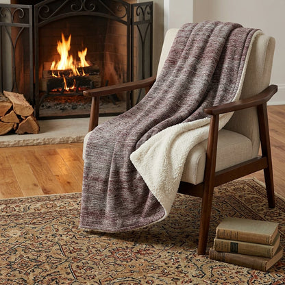 50" X 70" Burgundy And Beige Abstract Polyester Woven Plush Throw Blanket HomeRoots