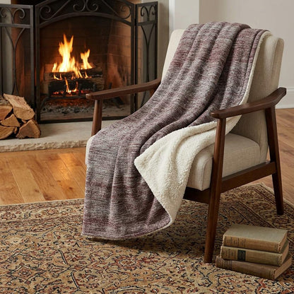 50" X 70" Burgundy And Beige Abstract Polyester Woven Plush Throw Blanket HomeRoots