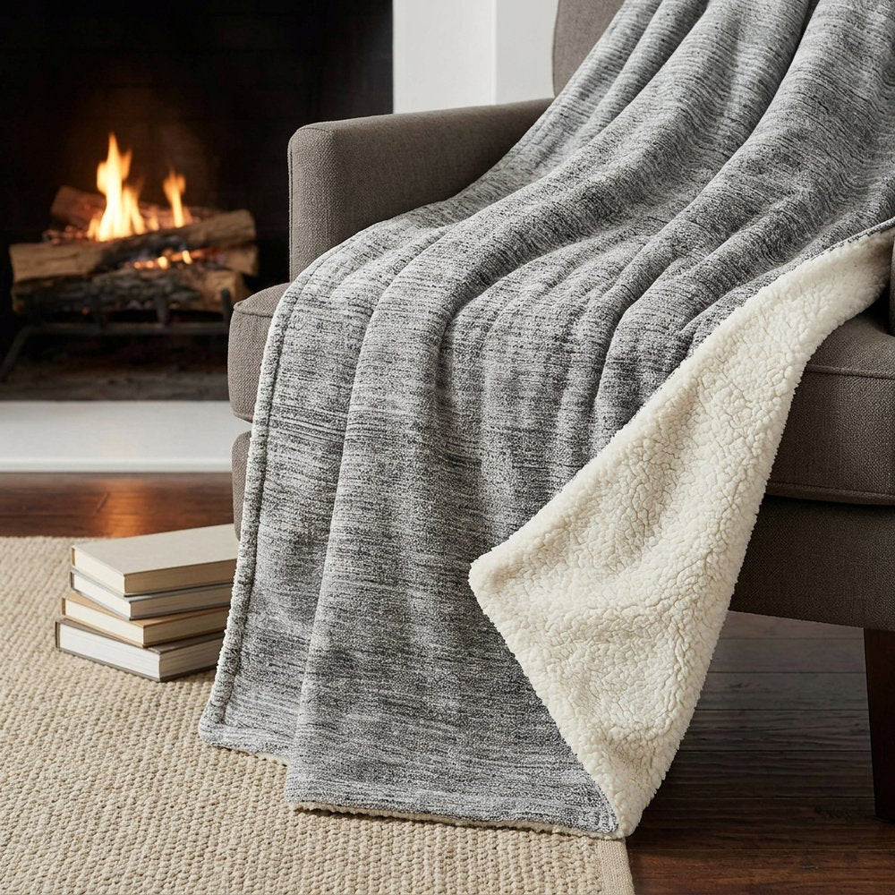 50" X 70" Silver And Gray Abstract Polyester Woven Plush Throw Blanket HomeRoots