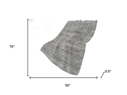 50" X 70" Silver And Gray Abstract Polyester Woven Plush Throw Blanket HomeRoots