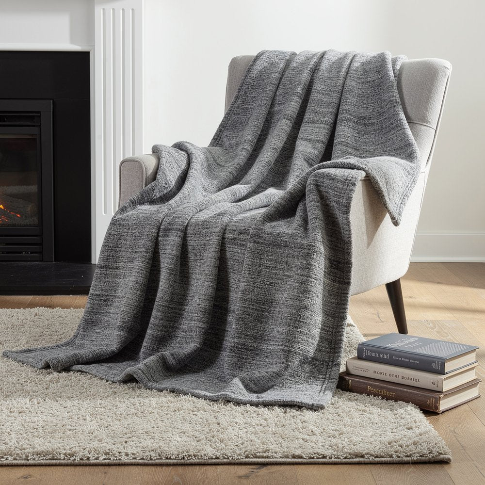 50" X 70" Gray And Silver Abstract Microfiber Plush Throw Blanket HomeRoots