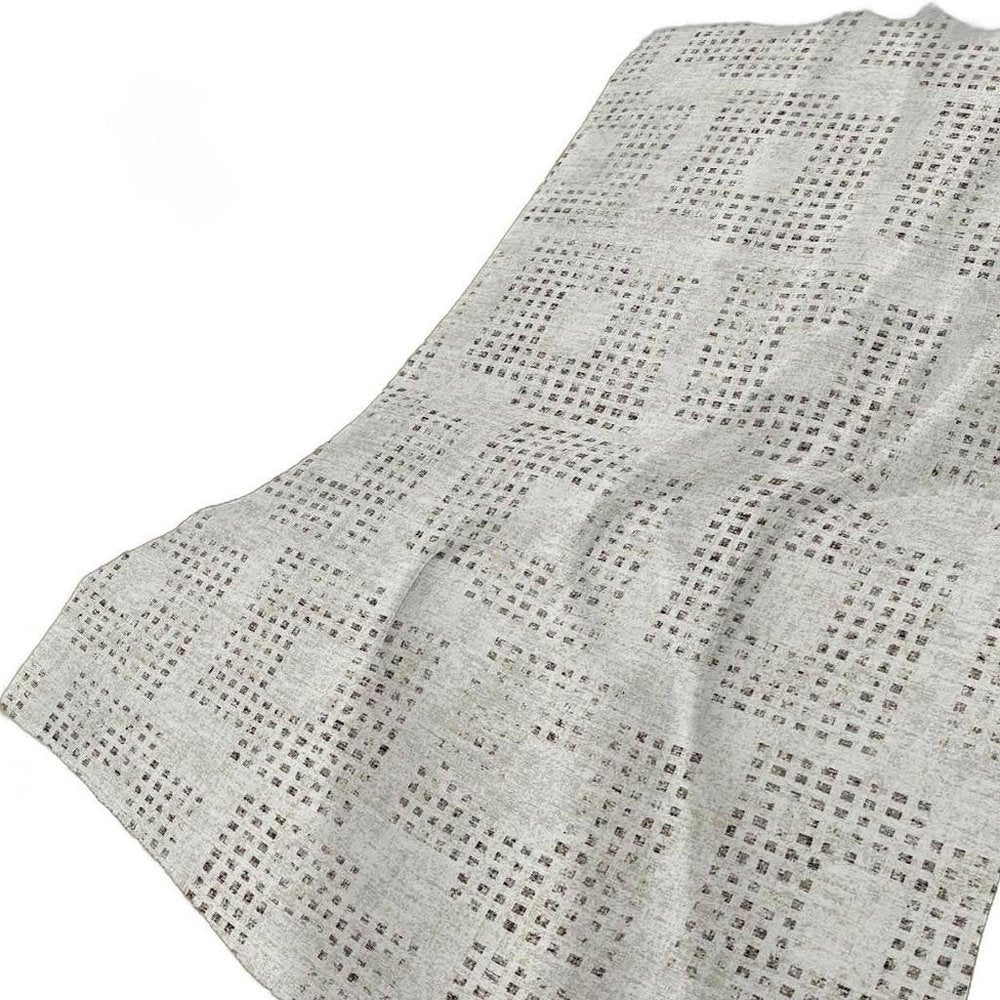 50" X 70" Beige And Charcoal Geometric Polyester Woven Plush Throw Blanket HomeRoots