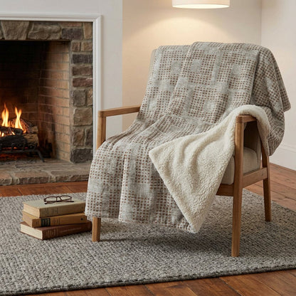 50" X 70" Cinnamon And Beige Geometric Polyester Woven Plush Throw Blanket HomeRoots