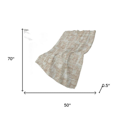 50" X 70" Cinnamon And Beige Geometric Polyester Woven Plush Throw Blanket HomeRoots