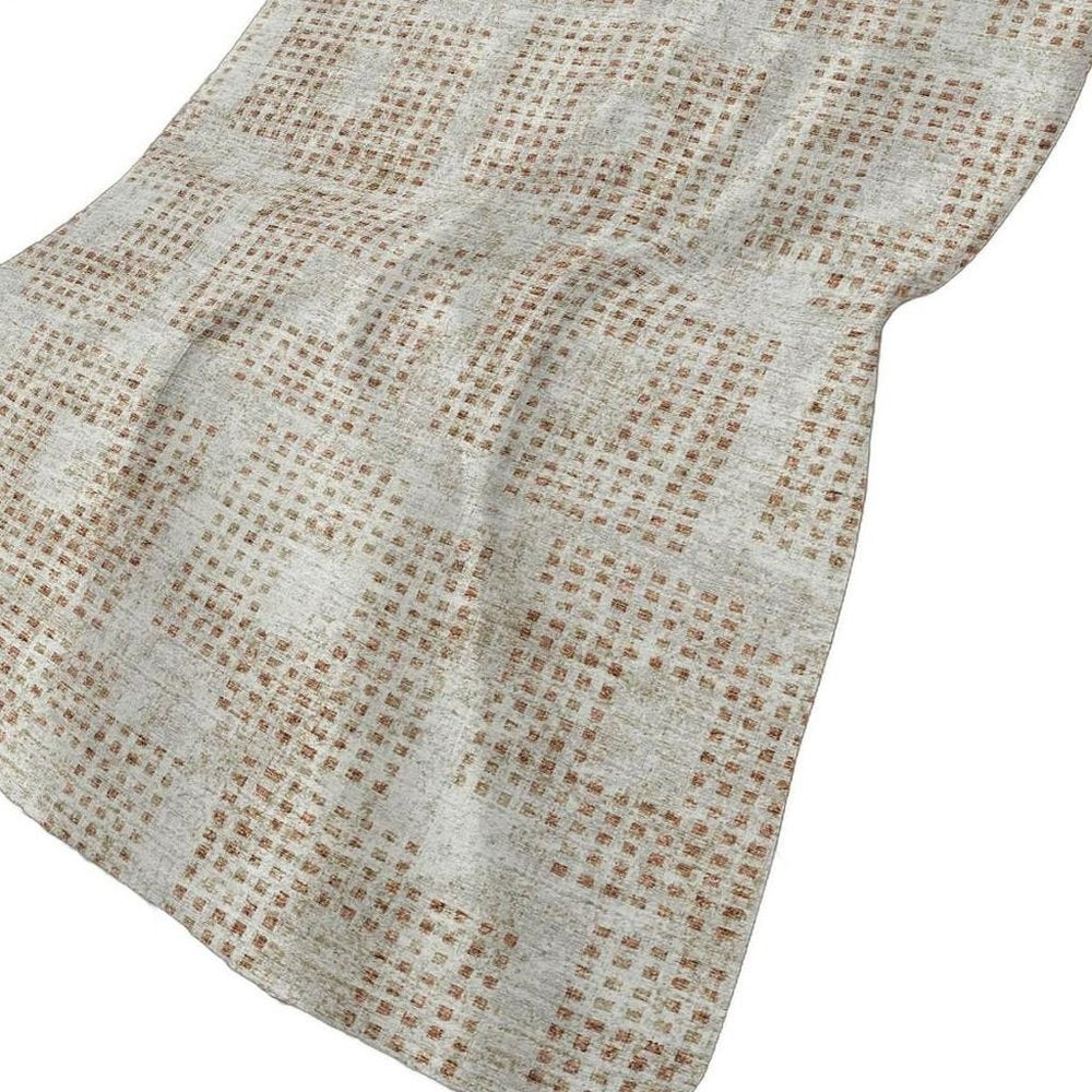 50" X 70" Cinnamon And Beige Geometric Polyester Woven Plush Throw Blanket HomeRoots