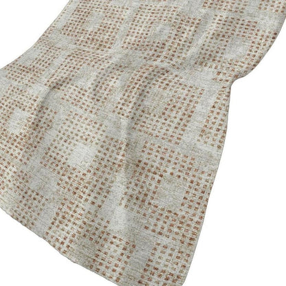 50" X 70" Cinnamon And Beige Geometric Polyester Woven Plush Throw Blanket HomeRoots
