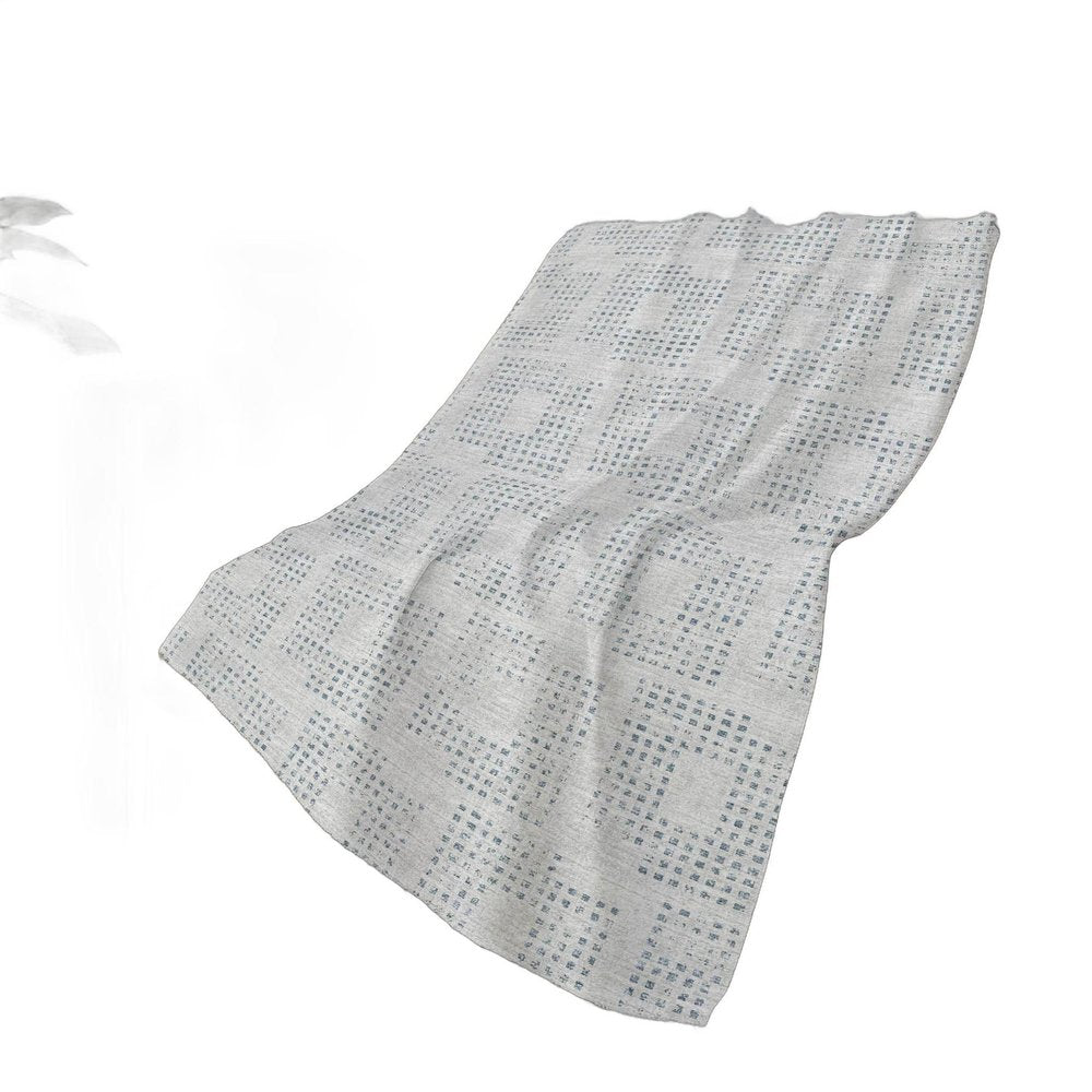 50" X 70" Silver And Blue Geometric Polyester Woven Plush Throw Blanket HomeRoots