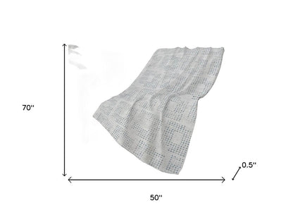 50" X 70" Silver And Blue Geometric Polyester Woven Plush Throw Blanket HomeRoots