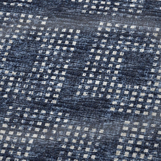 50" X 70" Blue And Ivory Geometric Polyester Woven Plush Throw Blanket
