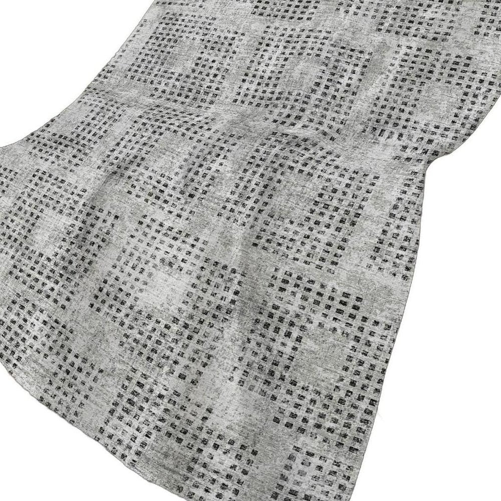 50" X 70" Gray And Silver Geometric Polyester Woven Plush Throw Blanket HomeRoots