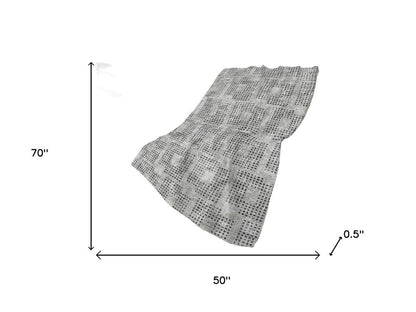 50" X 70" Gray And Silver Geometric Polyester Woven Plush Throw Blanket HomeRoots