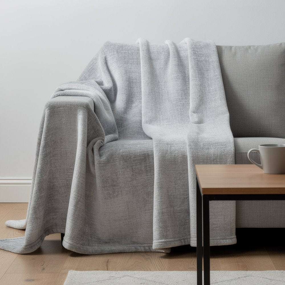 50" X 70" Gray And Silver Abstract Microfiber Plush Throw Blanket HomeRoots