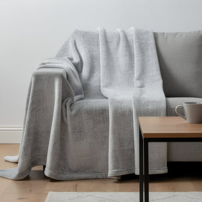 50" X 70" Gray And Silver Abstract Microfiber Plush Throw Blanket HomeRoots