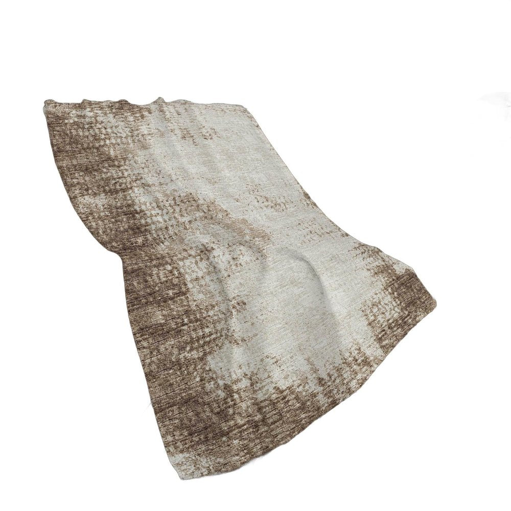 50" X 70" Brown And Beige Abstract Polyester Woven Plush Throw Blanket — view 4