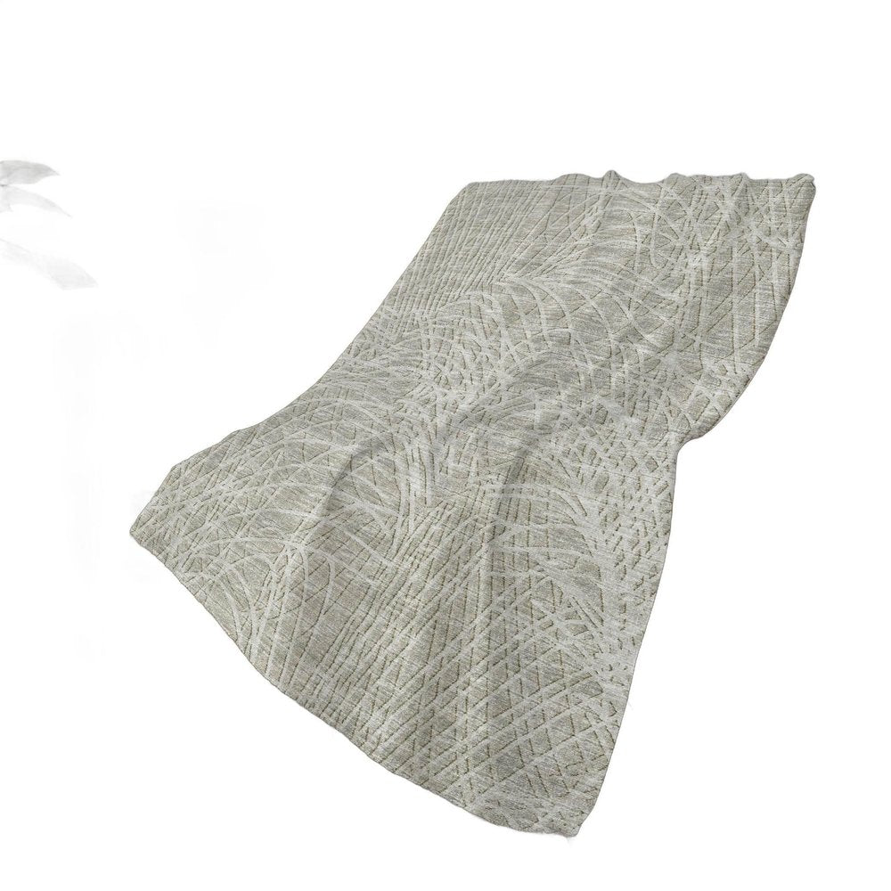 50" X 70" Beige And Gray Abstract Polyester Woven Plush Throw Blanket HomeRoots