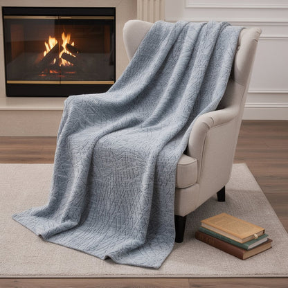 50" X 70" Blue And Beige Abstract Microfiber Plush Throw Blanket HomeRoots