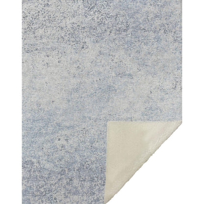 50" X 70" Blue And Beige Abstract Microfiber Plush Throw Blanket HomeRoots