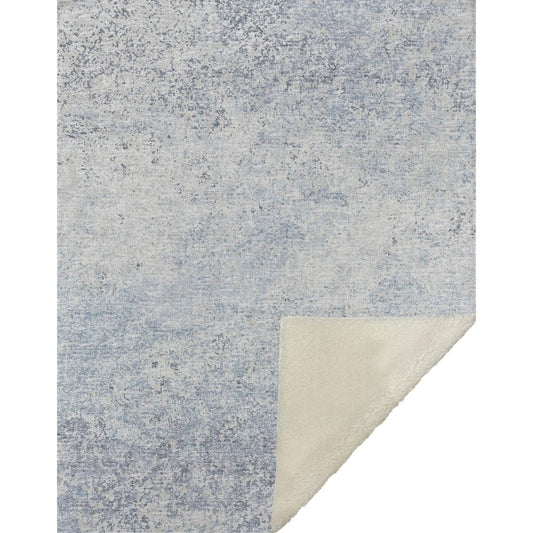 50" X 70" Blue And Beige Abstract Microfiber Plush Throw Blanket HomeRoots