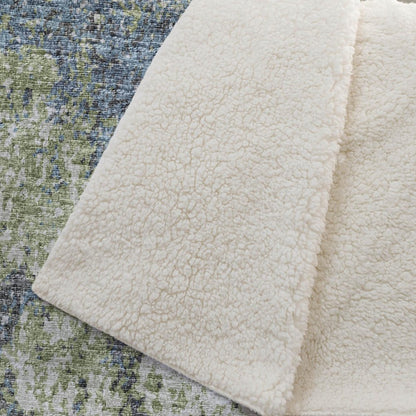 50" X 70" Green And Blue Abstract Polyester Woven Plush Throw Blanket HomeRoots