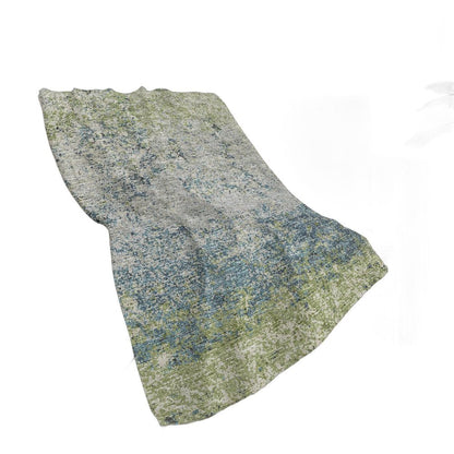 50" X 70" Green And Blue Abstract Polyester Woven Plush Throw Blanket HomeRoots