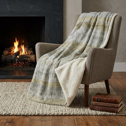 50" X 70" Sage And Gold Abstract Polyester Woven Plush Throw Blanket HomeRoots