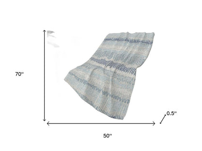 50" X 70" Blue And Beige Abstract Polyester Woven Plush Throw Blanket HomeRoots