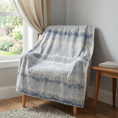 50" X 70" Blue And Beige Abstract Polyester Woven Plush Throw Blanket HomeRoots
