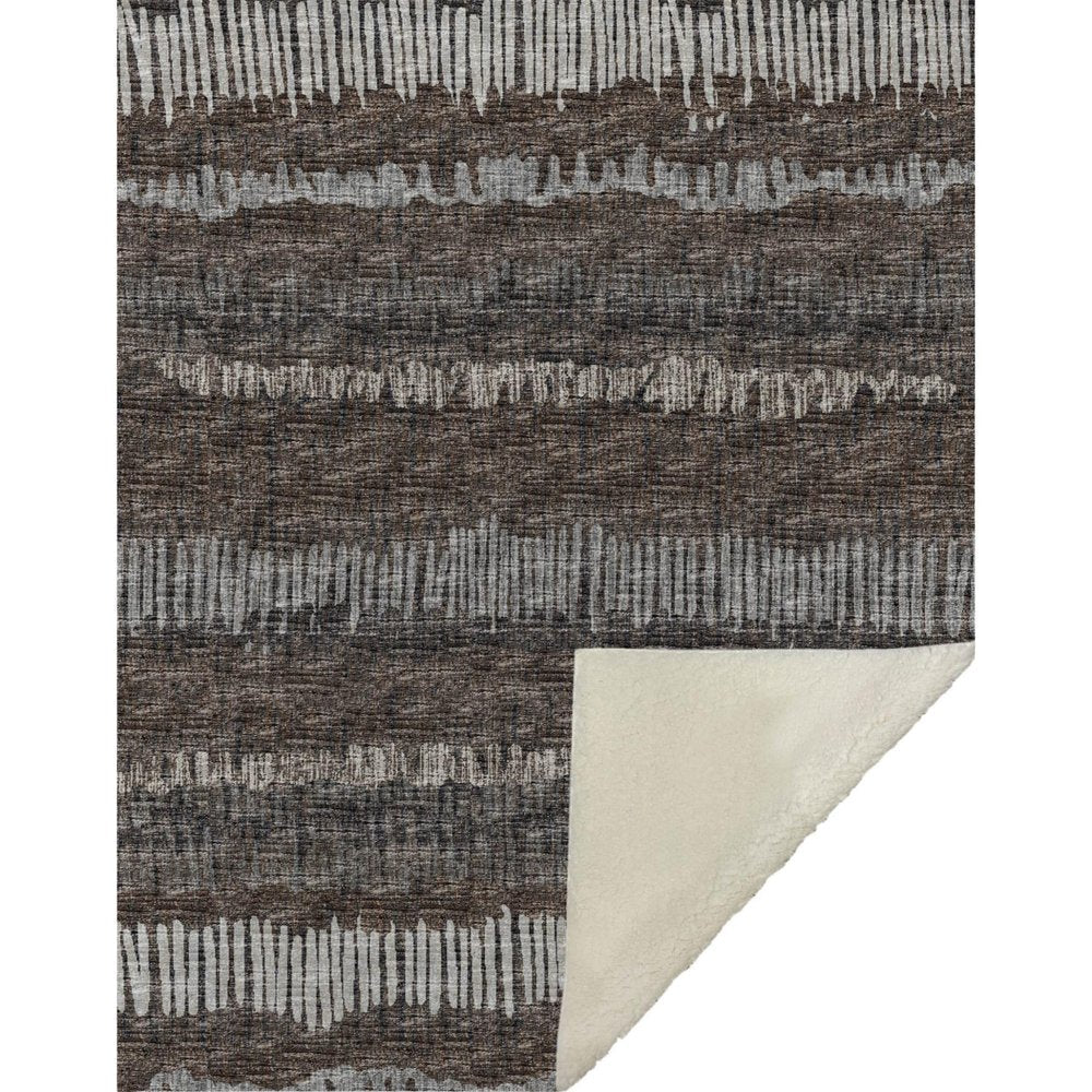 50" X 70" Brown And Beige Abstract Microfiber Plush Throw Blanket HomeRoots