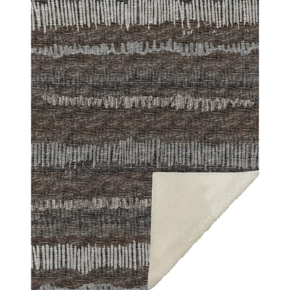 50" X 70" Brown And Beige Abstract Microfiber Plush Throw Blanket HomeRoots