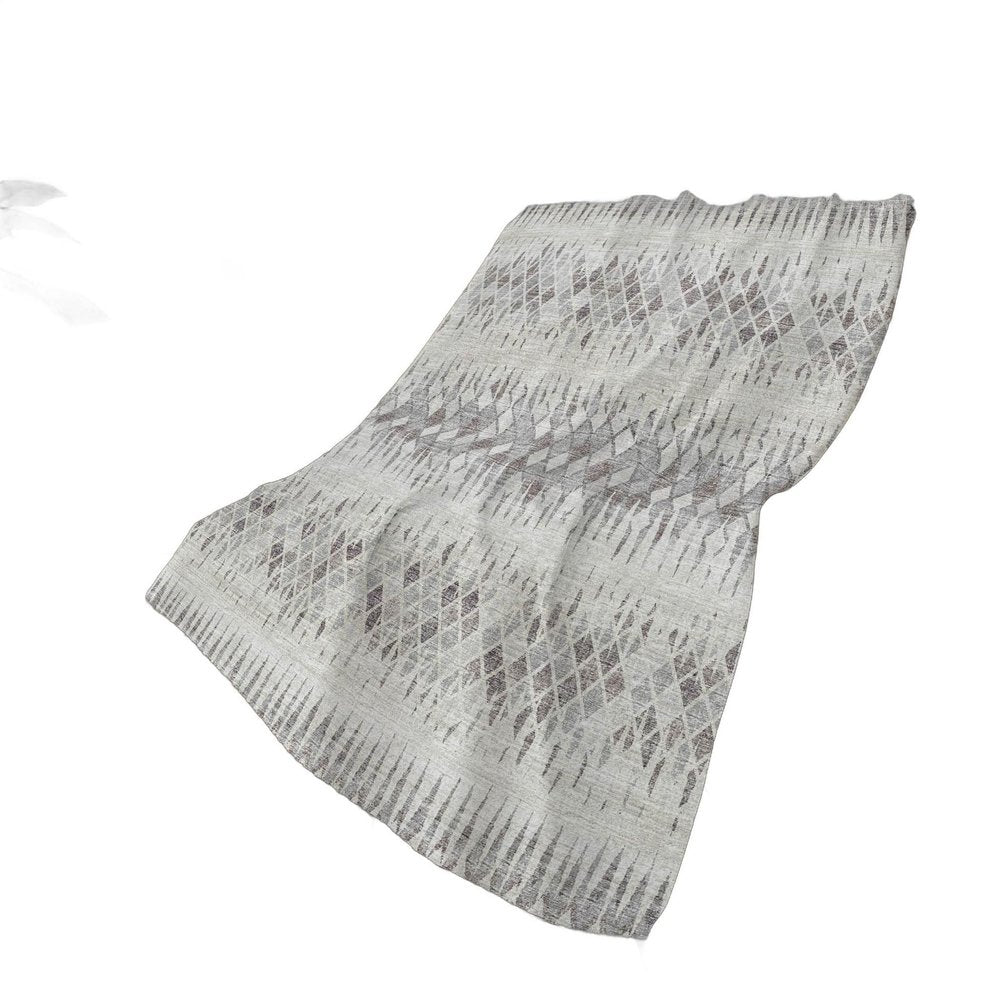50" X 70" Beige And Gray Geometric Polyester Woven Plush Throw Blanket HomeRoots