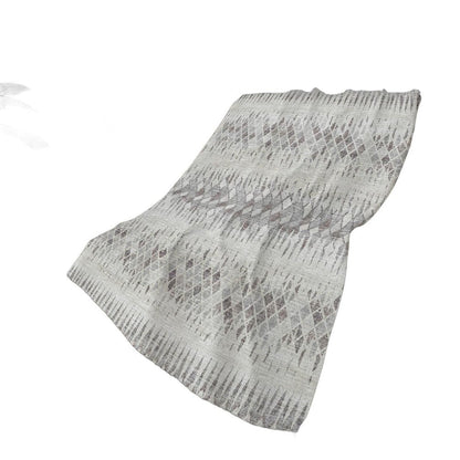 50" X 70" Beige And Gray Geometric Polyester Woven Plush Throw Blanket HomeRoots
