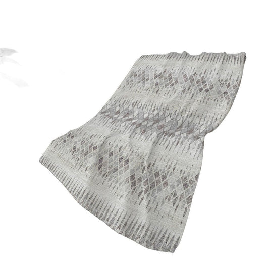 50" X 70" Beige And Gray Geometric Polyester Woven Plush Throw Blanket HomeRoots