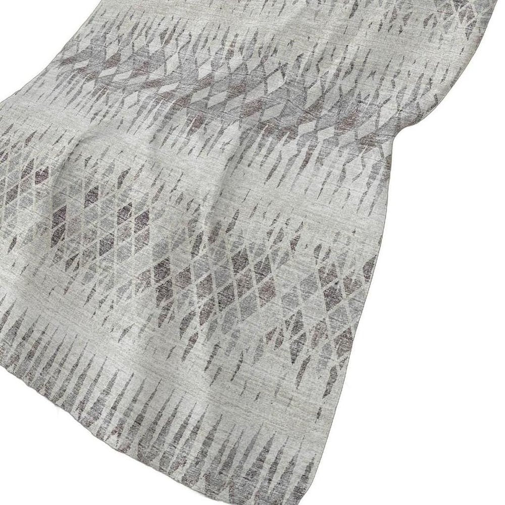 50" X 70" Beige And Gray Geometric Polyester Woven Plush Throw Blanket HomeRoots