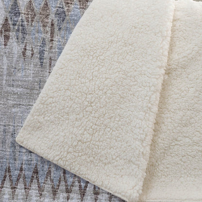 50" X 70" Blue And Gray Geometric Polyester Woven Plush Throw Blanket HomeRoots
