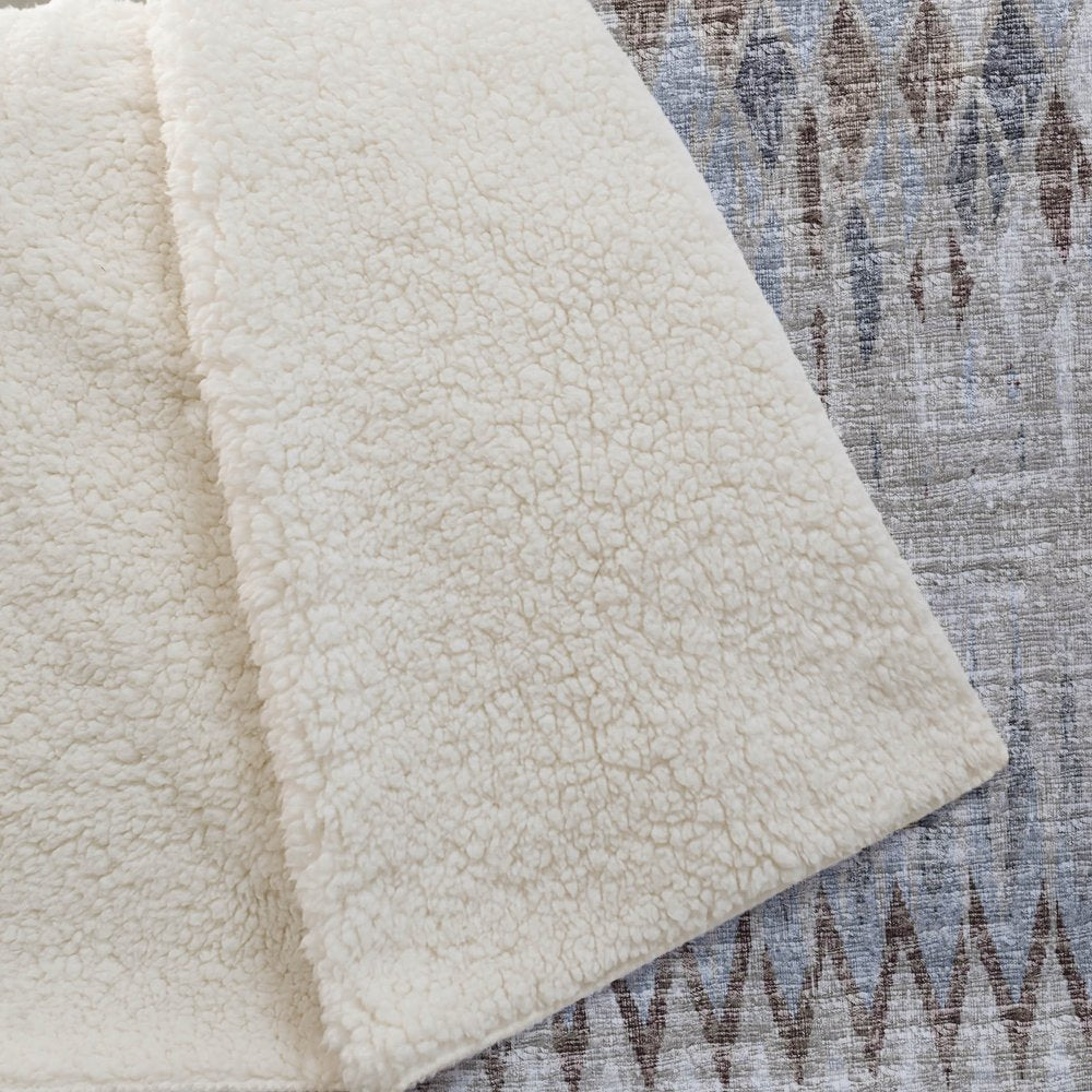 50" X 70" Blue And Gray Geometric Polyester Woven Plush Throw Blanket HomeRoots
