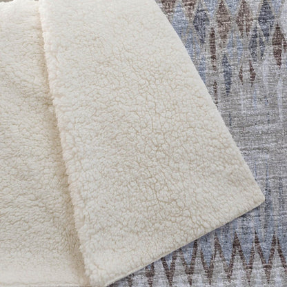 50" X 70" Blue And Gray Geometric Polyester Woven Plush Throw Blanket HomeRoots
