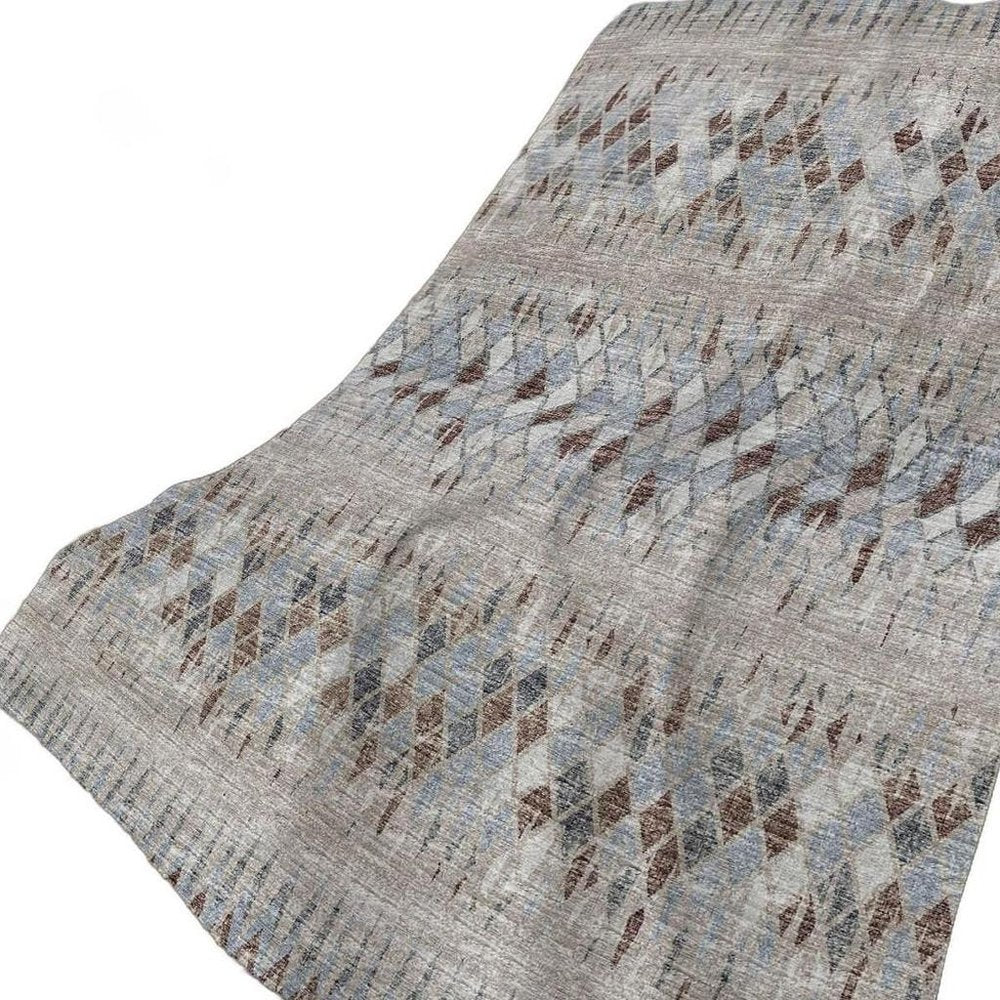 50" X 70" Blue And Gray Geometric Polyester Woven Plush Throw Blanket HomeRoots