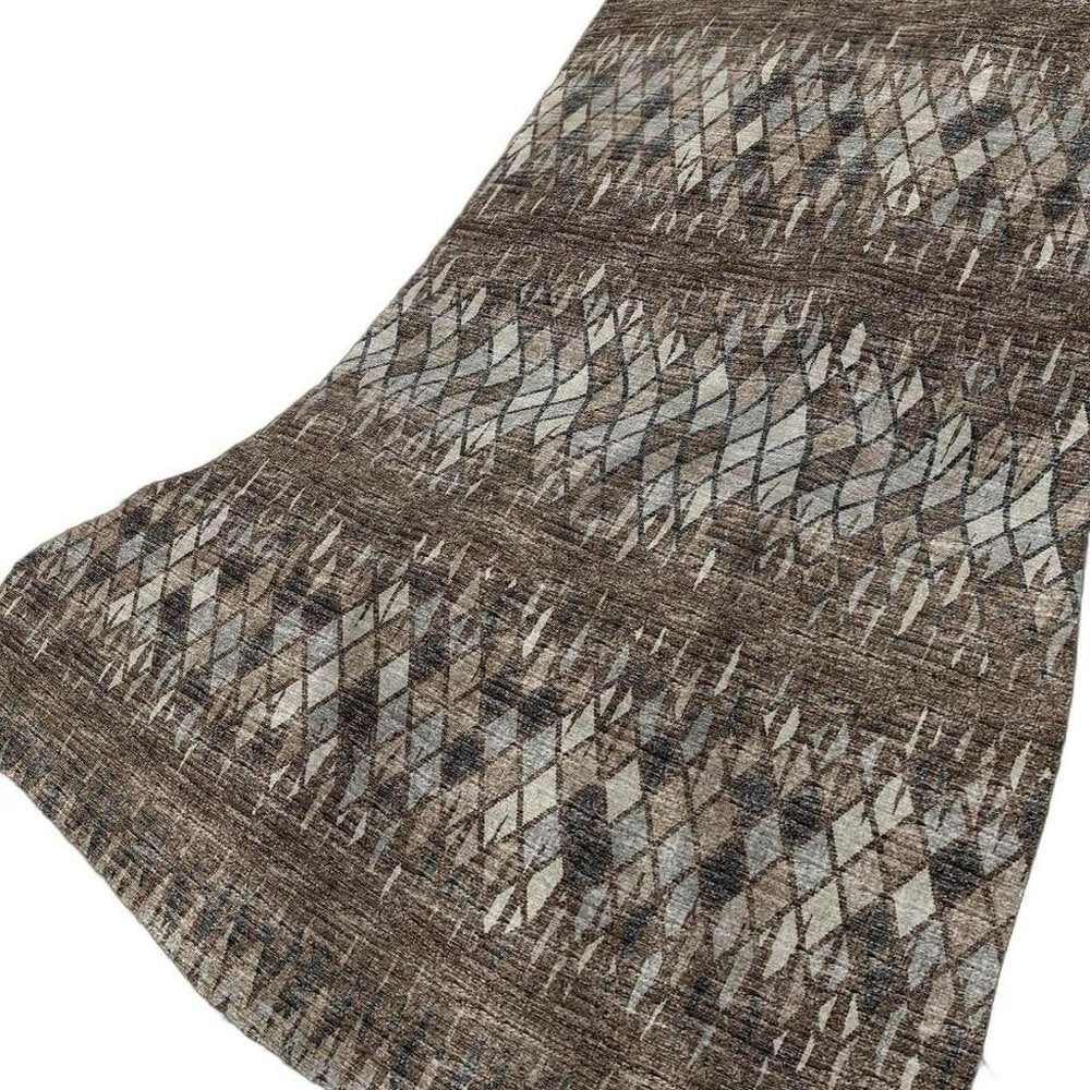50" X 70" Brown And Beige Geometric Polyester Woven Plush Throw Blanket HomeRoots