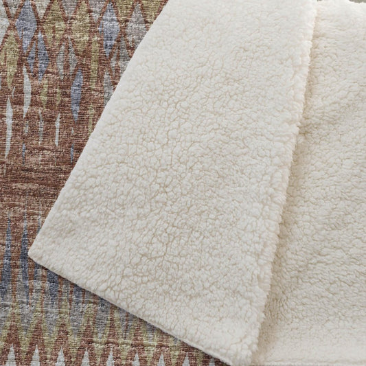 50" X 70" Cinnamon Gold And Blue Geometric Polyester Woven Plush Throw Blanket HomeRoots