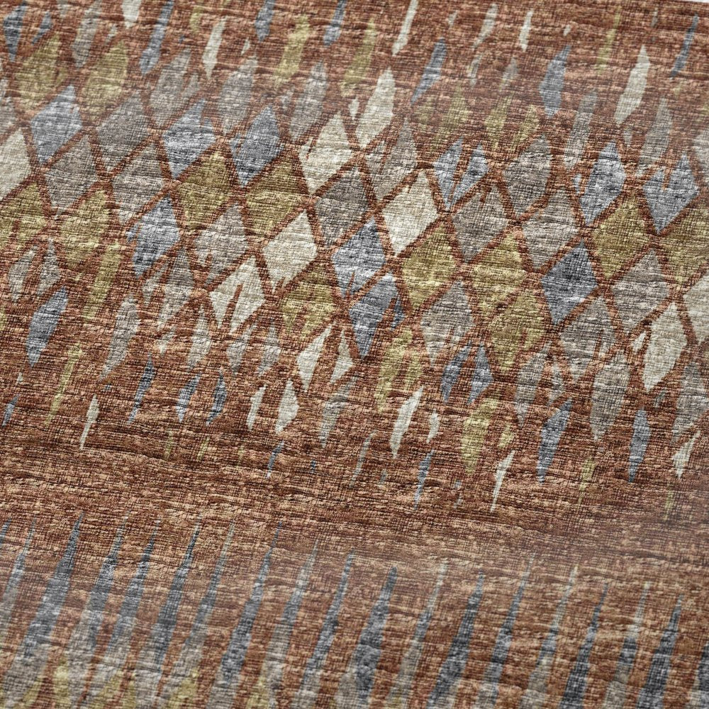 50" X 70" Cinnamon Gold And Blue Geometric Polyester Woven Plush Throw Blanket HomeRoots