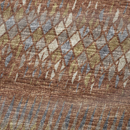 50" X 70" Cinnamon Gold And Blue Geometric Polyester Woven Plush Throw Blanket HomeRoots
